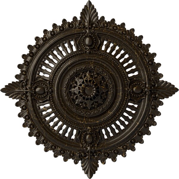 Ekena Millwork Haylynn Ceiling Medallion (Canopies up to 1 1/4"), 29 1/8"OD x 1 1/4"ID x 4"P, Stone Hearth Crackle CM29HYSHC - main